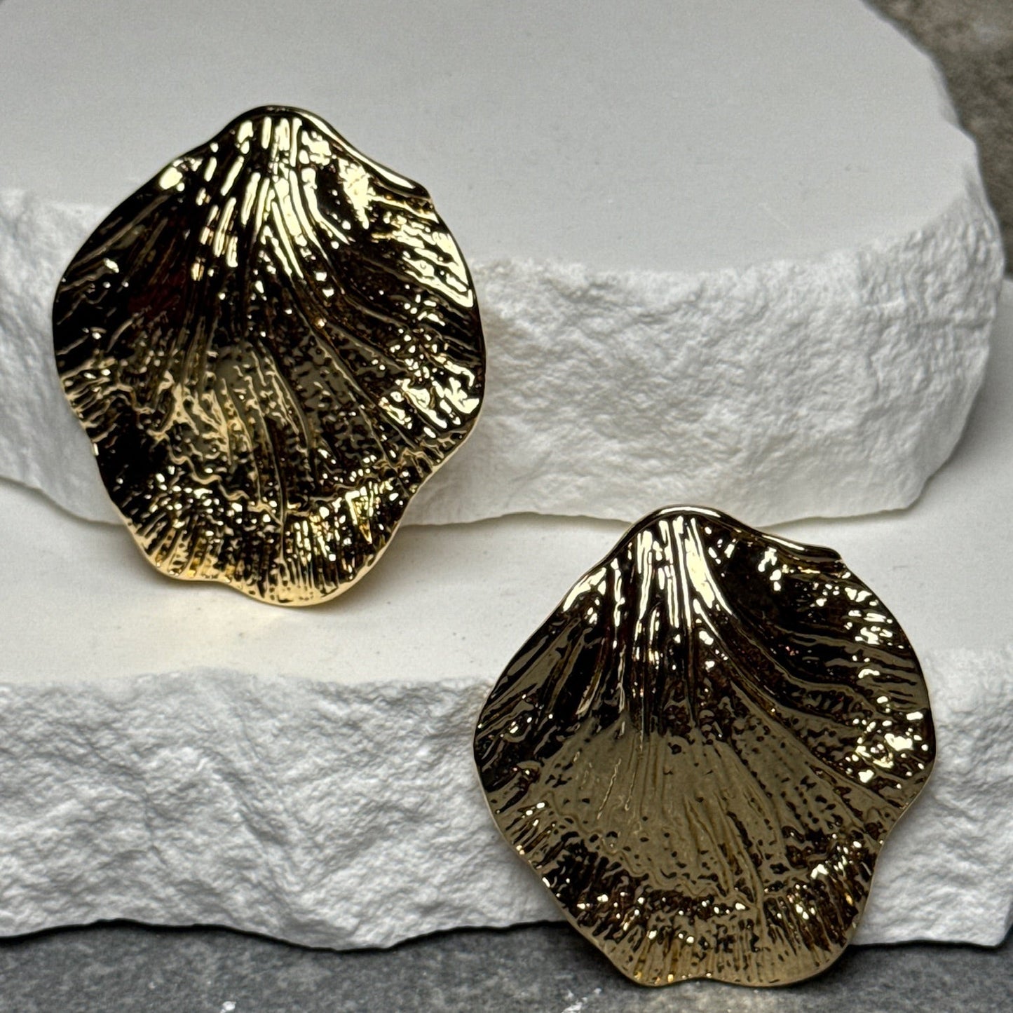 Golden Petal Stud Earrings