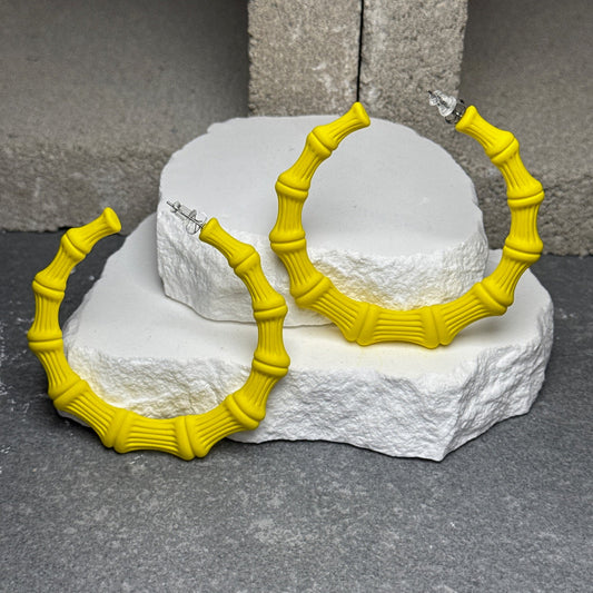 Bamboo Hoop Earrings – 2.75"