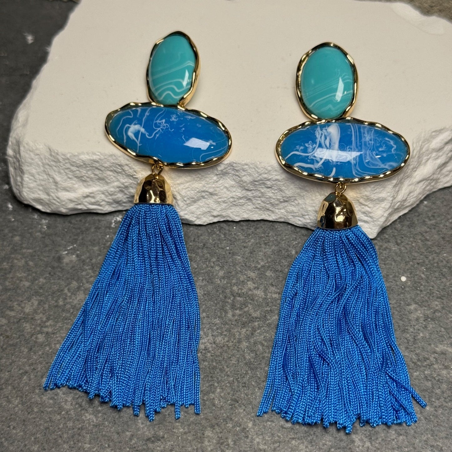 Coastal Drip Triple Tassel Earrings