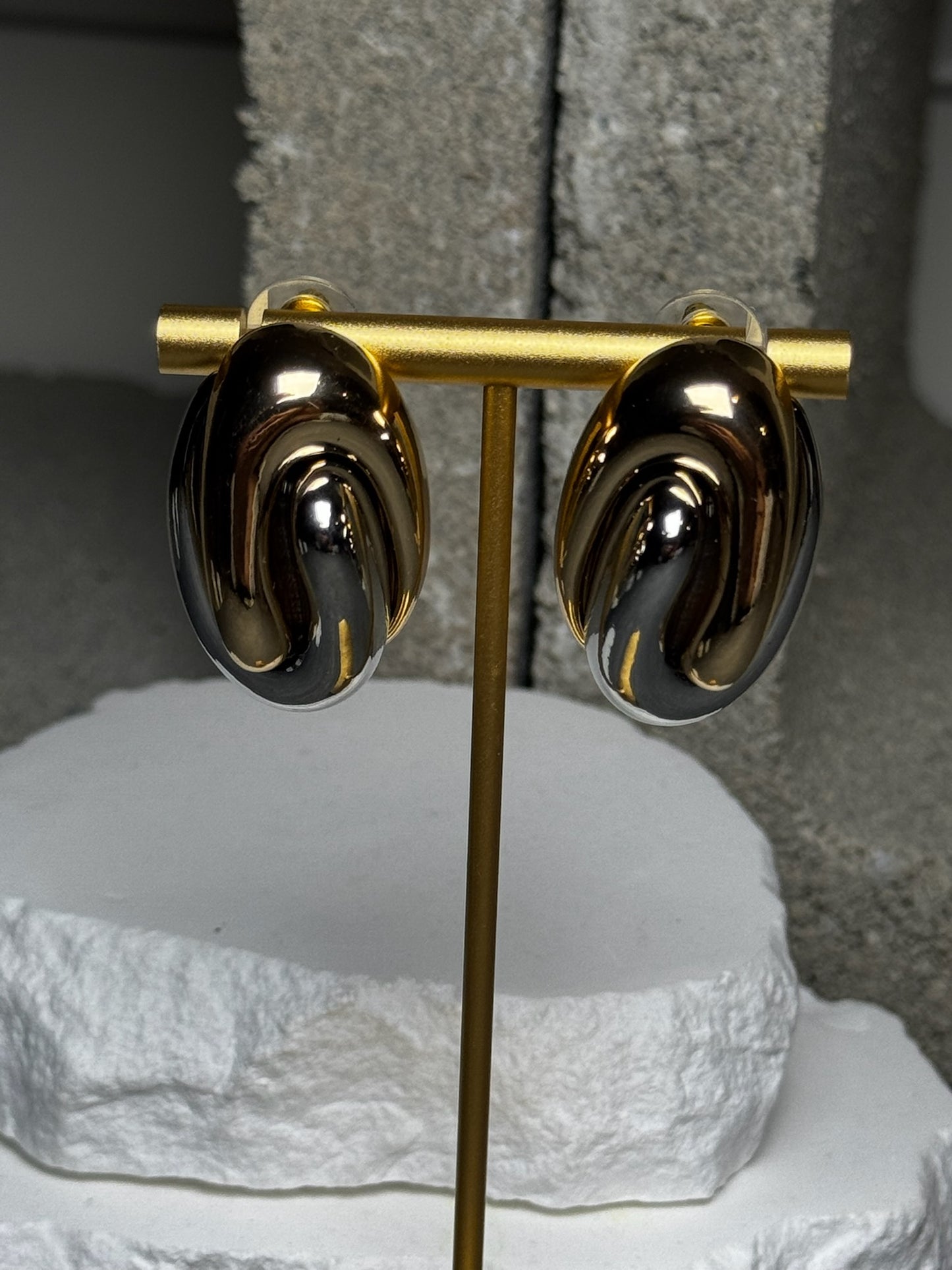 Straight Up Mixed Metal Stud Earrings