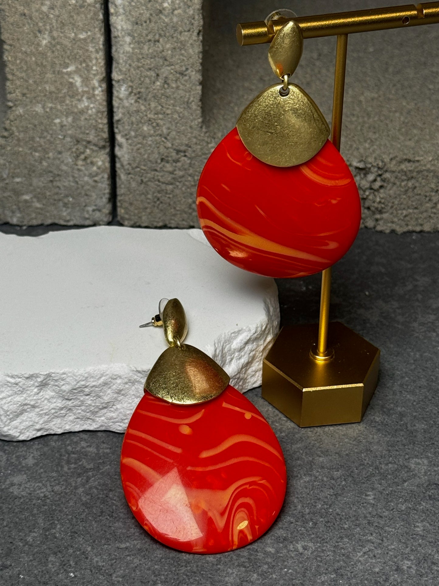 Ember Glass Teardrop Earrings