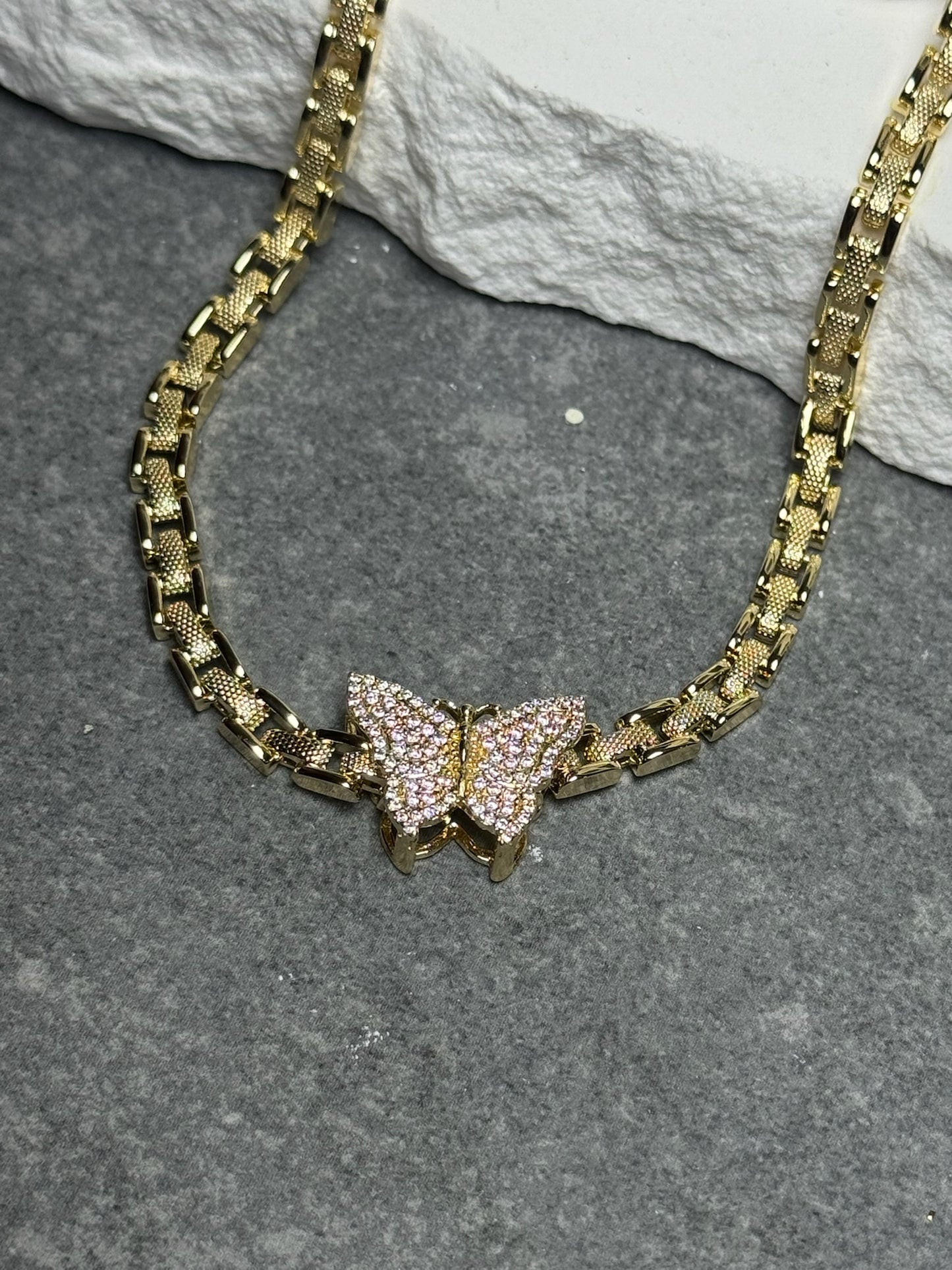 Too Fly Butterfly Necklace 17"