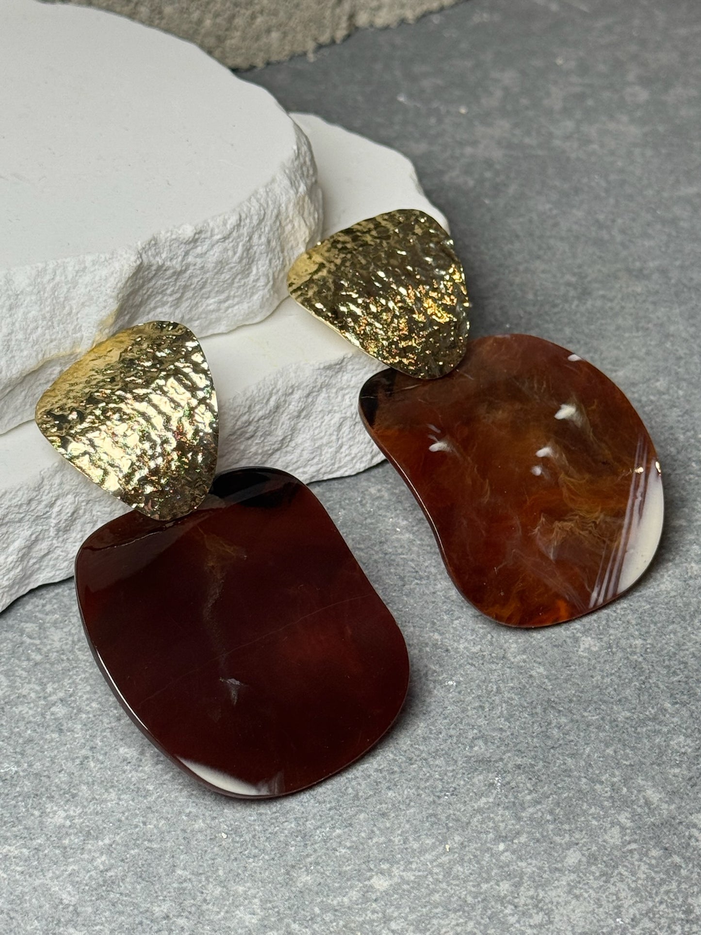 Luna Stone 2 Layer Earring